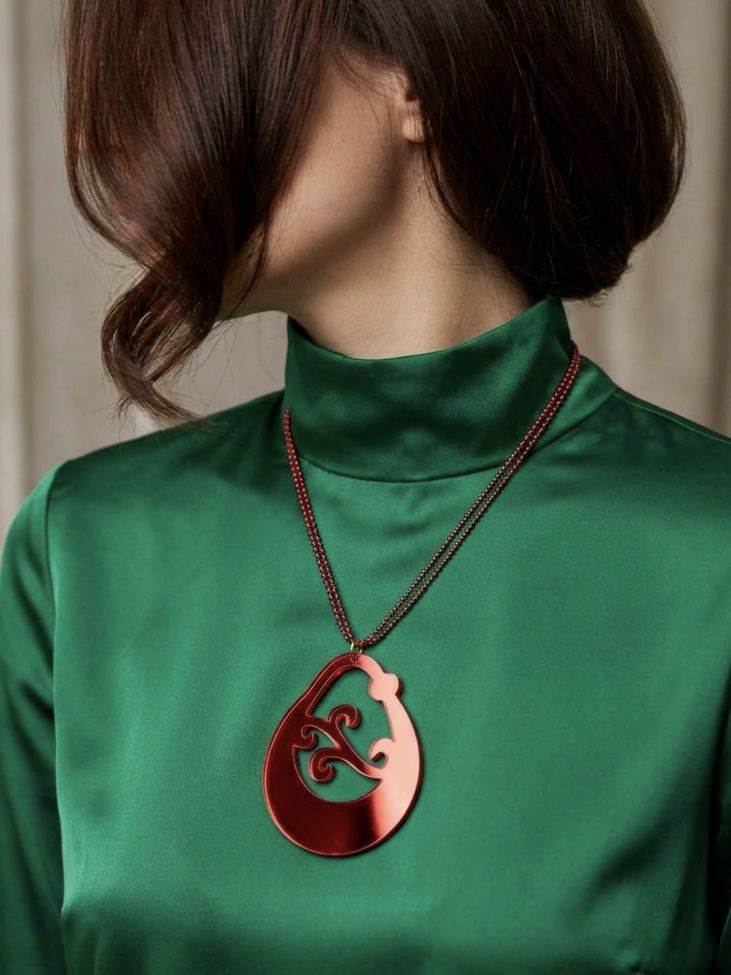 Collar Aro canario metacrilato rojo espejo