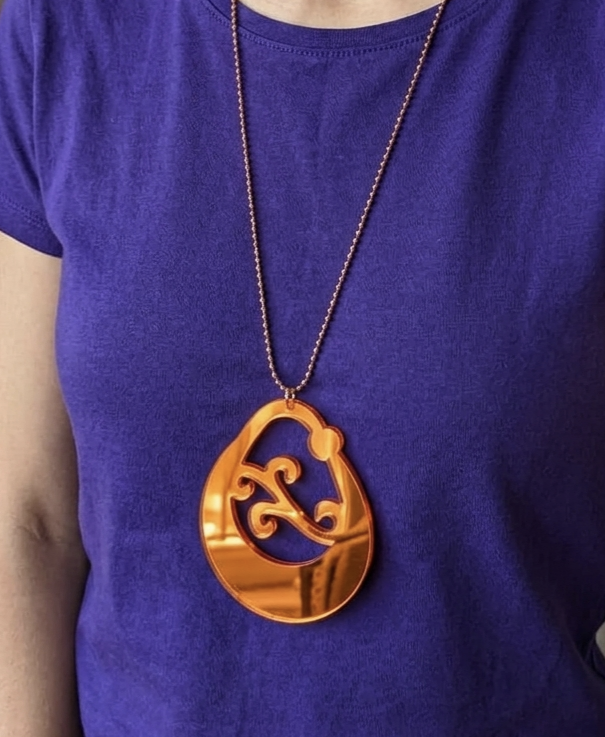 Collar Aro canario metacrilato naranja espejo