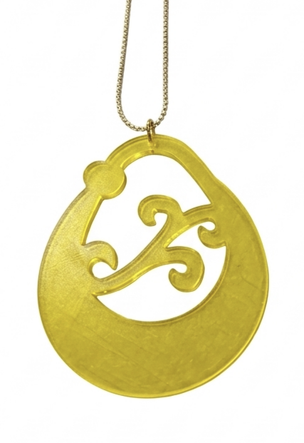 Collar Aro canario metacrilato amarillo espejo