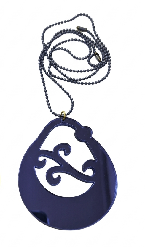 Collar Aro canario metacrilato azul espejo